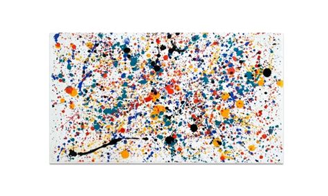 quadro abstrato com manchas coloridas sobre fundo branco